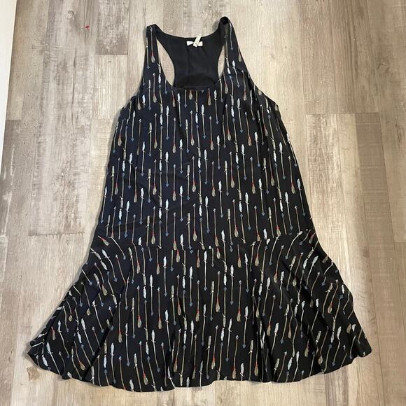 JOIE 100% Silk Arianna Sleeveless/Tank Shift Dress Arrow Print Multi Black Med - Picture 10 of 12